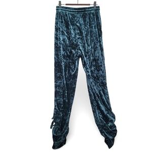 Romeo Juliet Womens M Velvet Joggers Teal Ruched Hem Lounge Chic NWT Soft Cozy